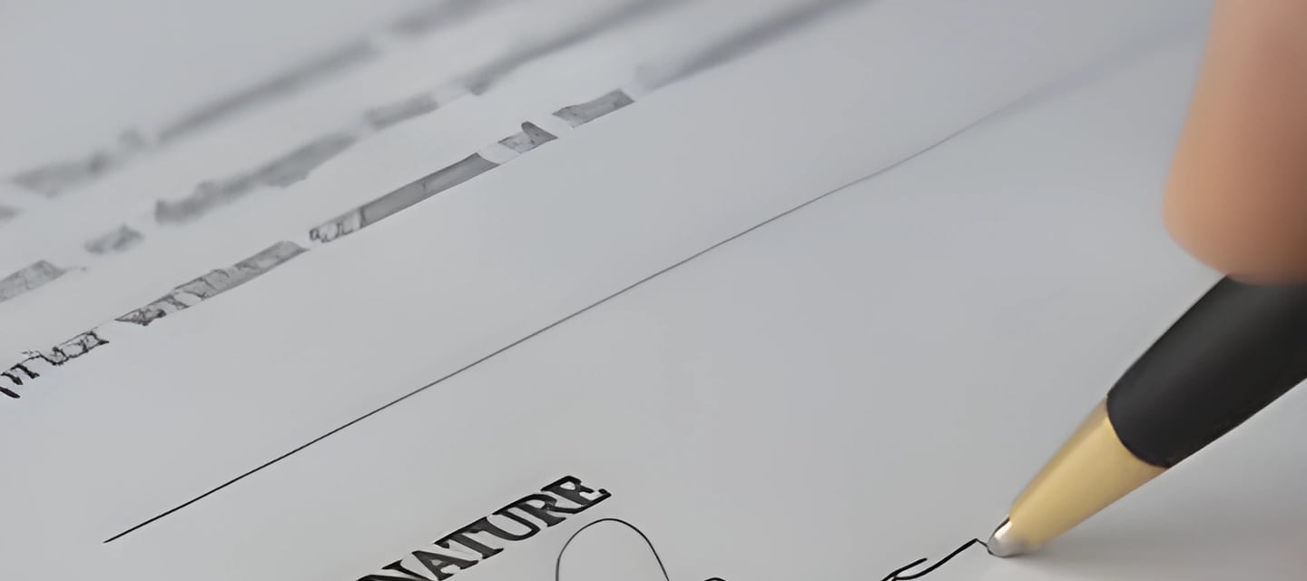 Person signing an application document, highlighting Admit 360's meticulous application review