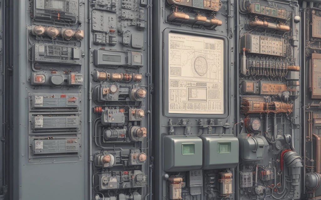 a large industrial style electrical equipment in a building