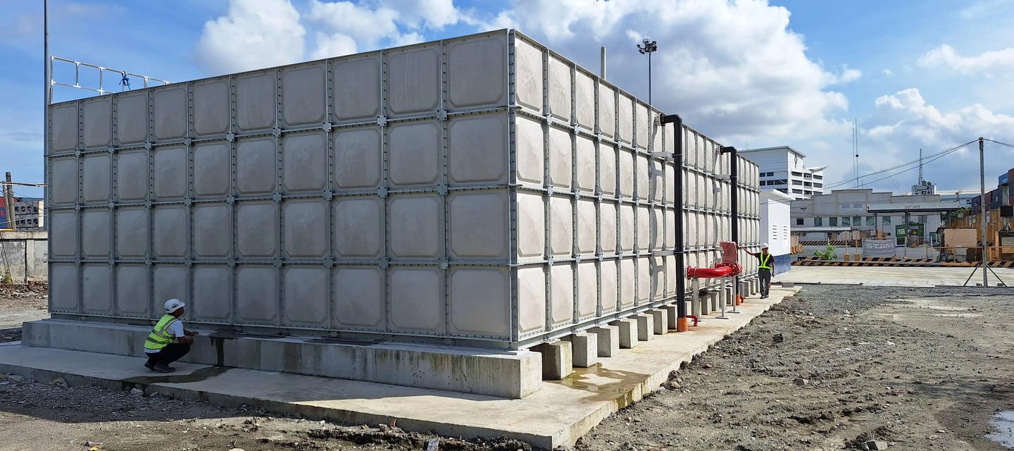 Large size GRP Sectional Water Tank installed for Fire water storage purpose