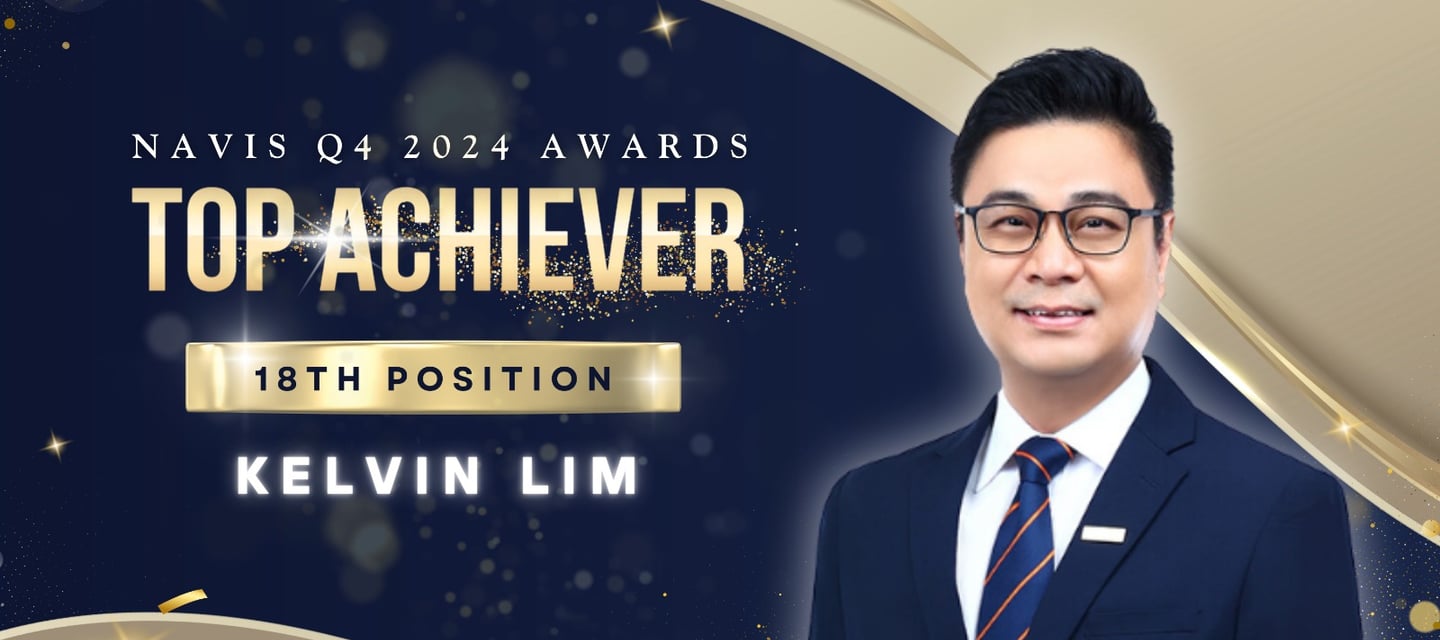 Kelvin Lim wins 18th position Top Achiever at the Navis Q4 2024 Awards for Huttons real estate.
