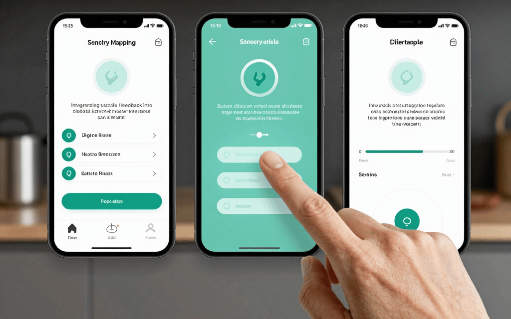 illustration of spatial ergonomics and tactile feedback in UI/UX design
