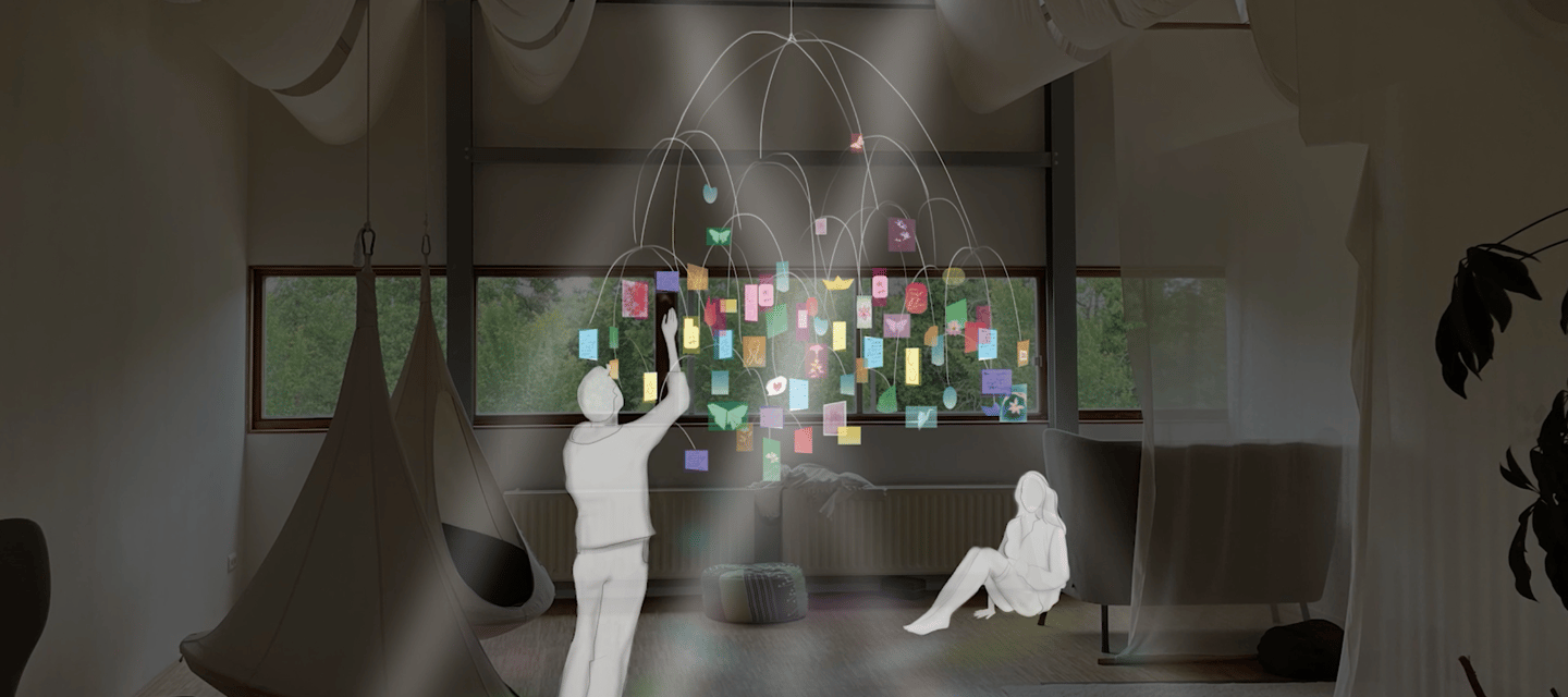 Bewegen met rouw; een kunstinstallatie die met elke toevoeging anders beweegt