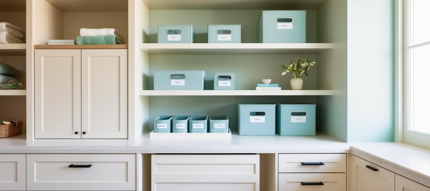 Modern home office setup with intentional storage and clean visual flow