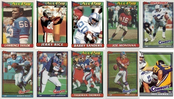 a bunch of NFL sports trading cards cards with different types of NFL players