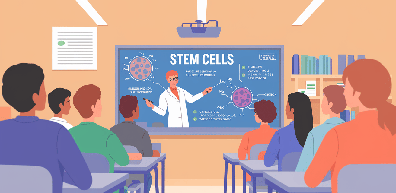 a teacher teaching a class on stem cells
