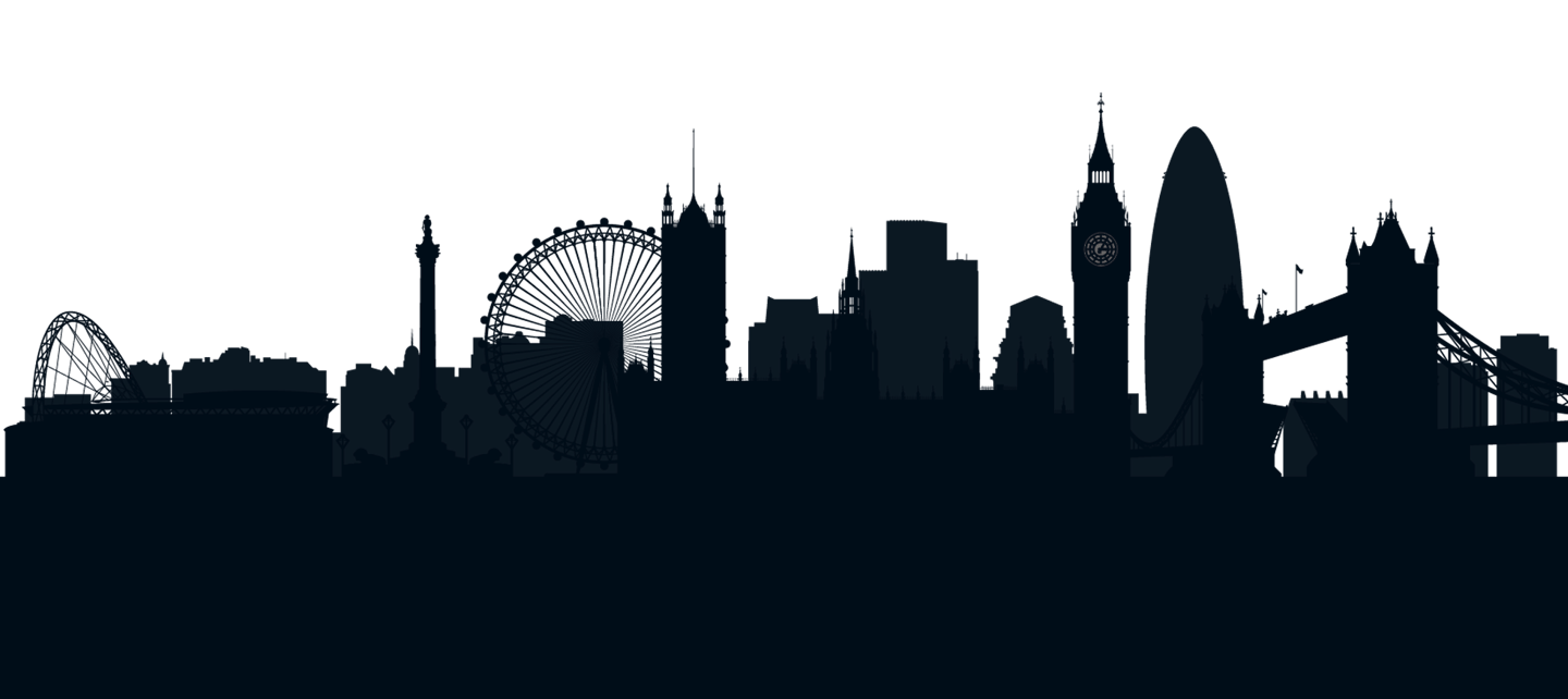 a city skyline with a clock tower in the middle of the picture