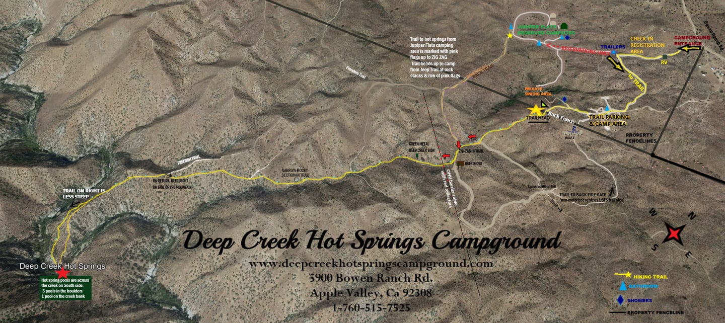 Deep Creek hot Springs Trail Map from the campground