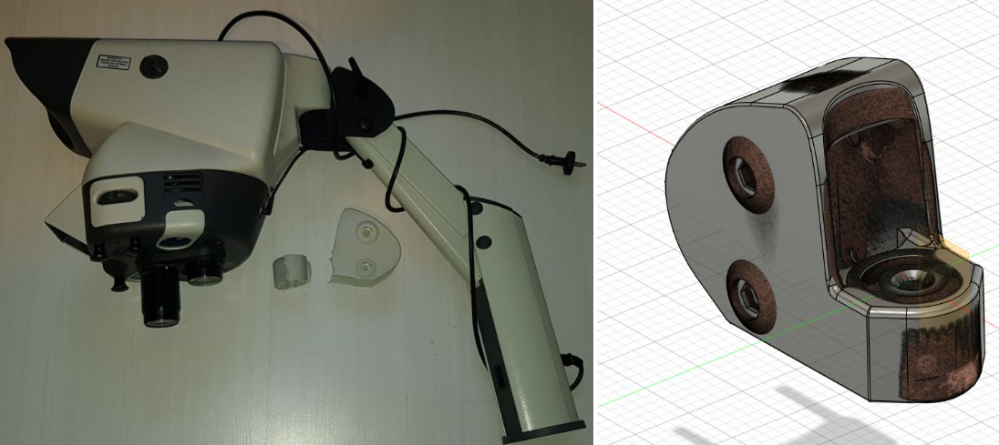 Repairing the articulated arm of a microscope