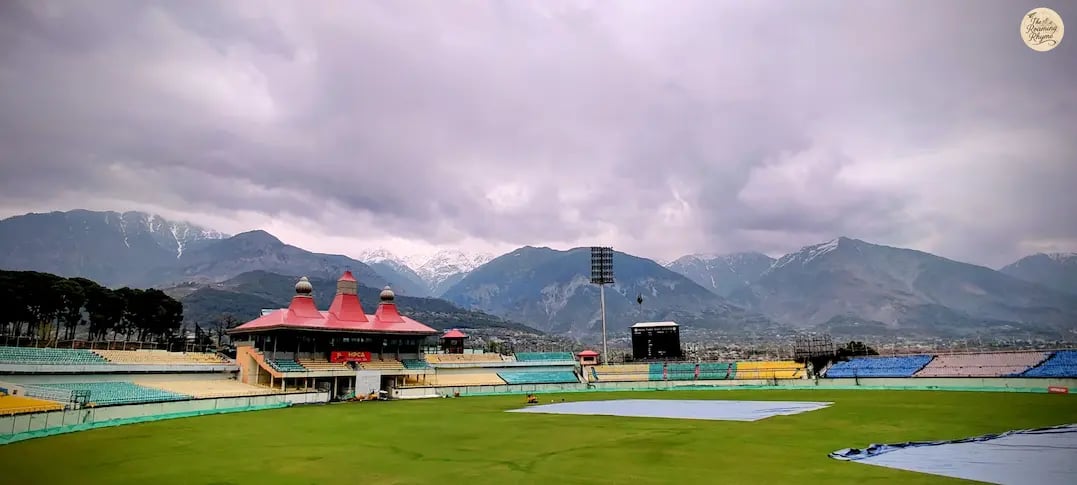 Dharamshala cricket stadium in Himachal Pradesh.