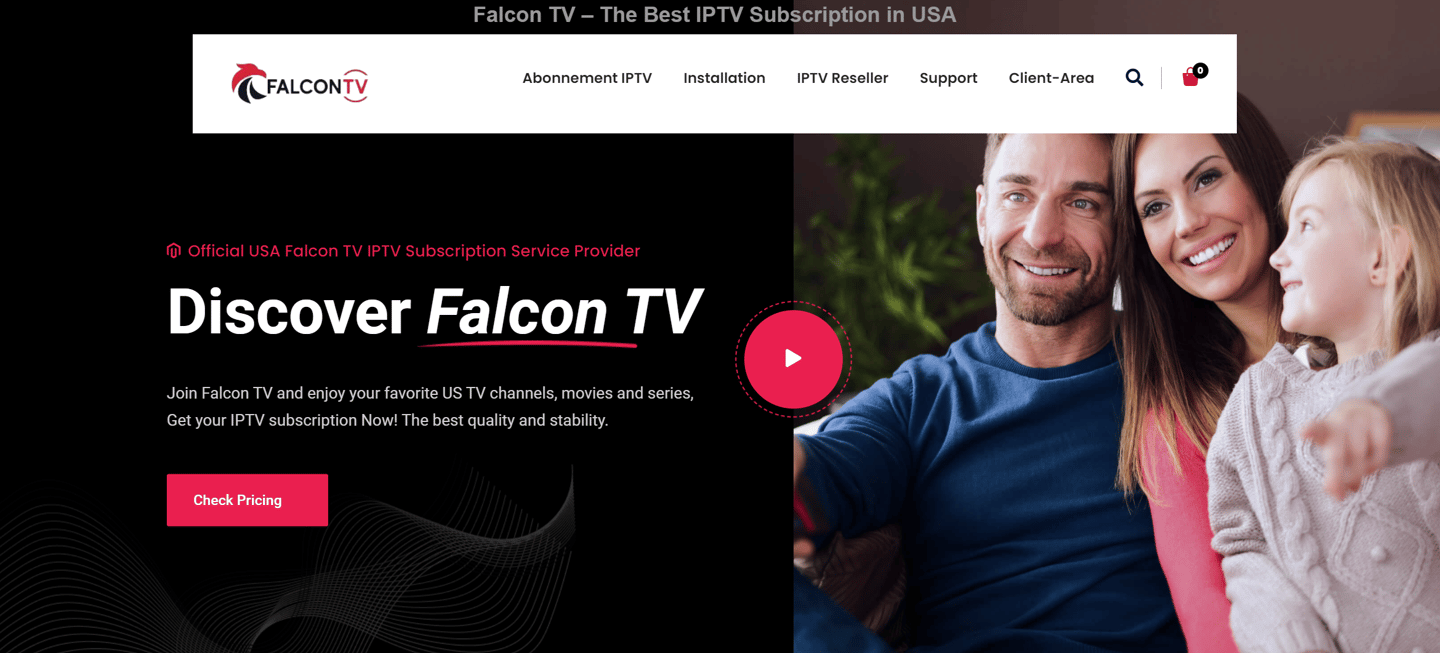 screenshot of falcon iptv website