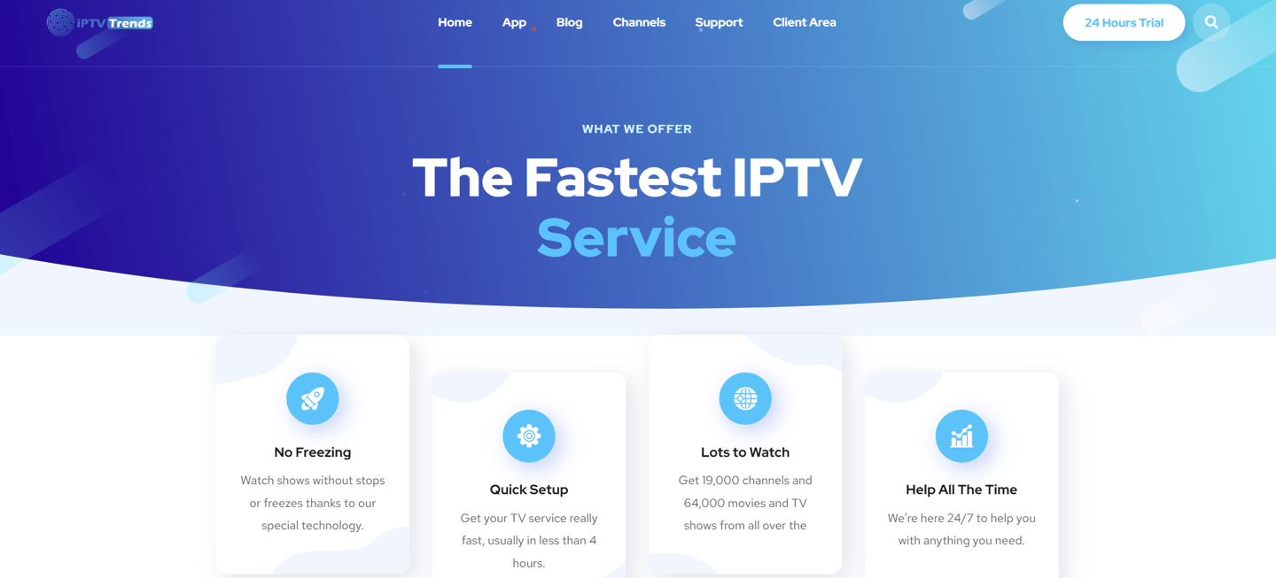 screenshot of helix iptv trends website