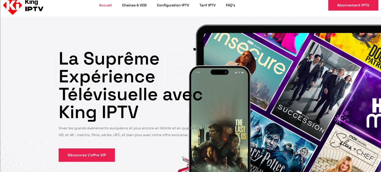 screenshot of king iptv website