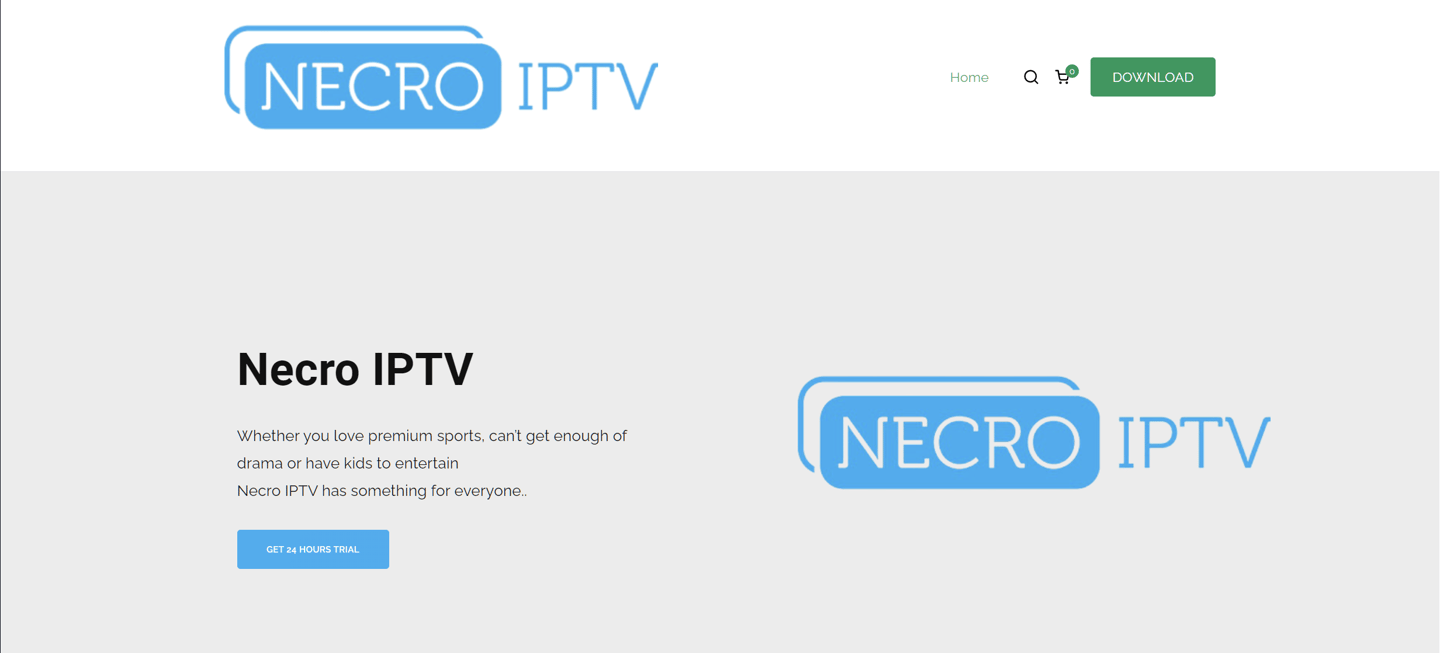 screenshot of necro iptv website