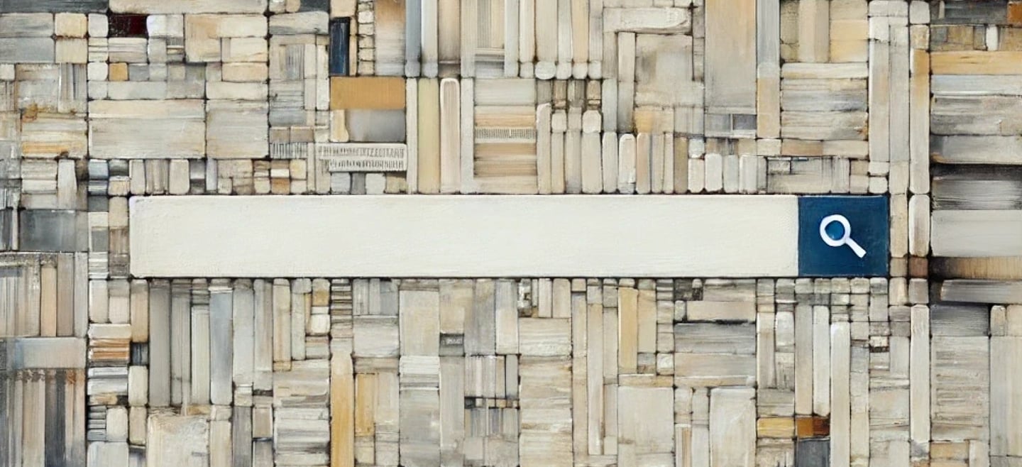 Image of a search engine page in an abstract oil painting style. Image created by PML using Chat GPT
