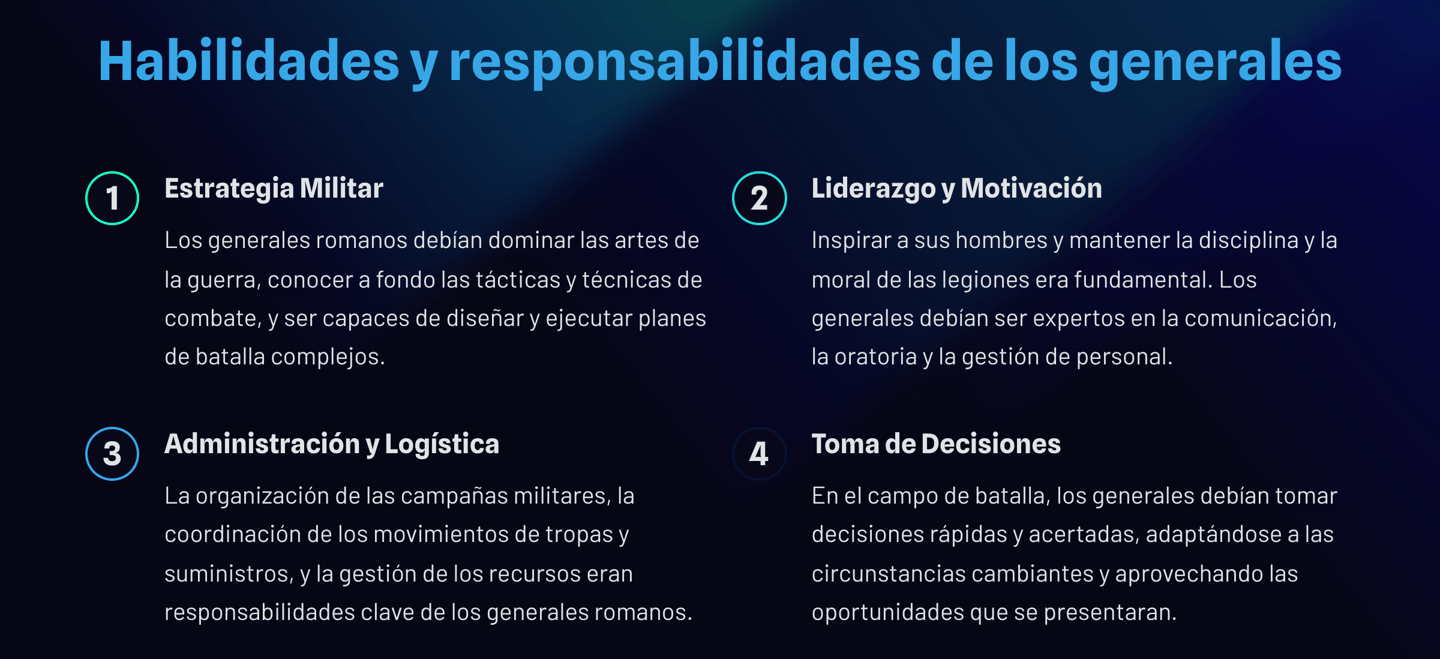 habilidades y responsabilidades de los generales