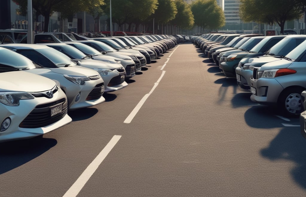 a white car parked in a parking lot