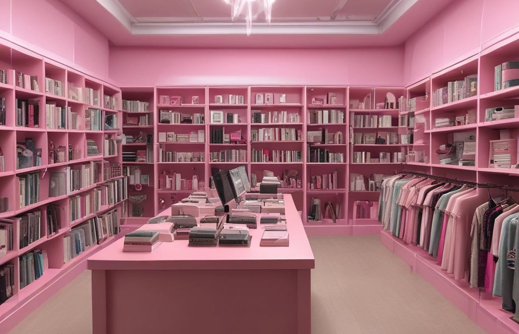 a pink room with a laptop and a laptop