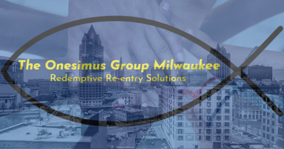 Downtown Milwaukee with a hands overlay