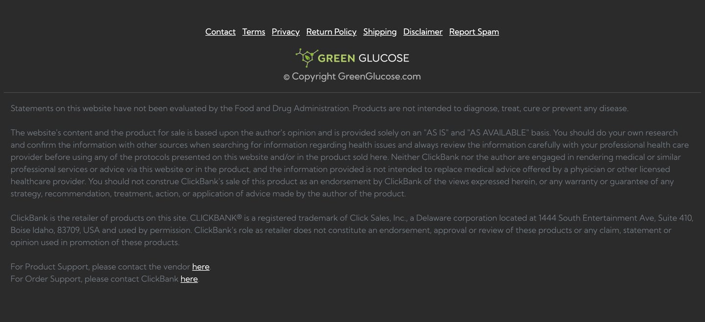 green glucose privacy and copyright
