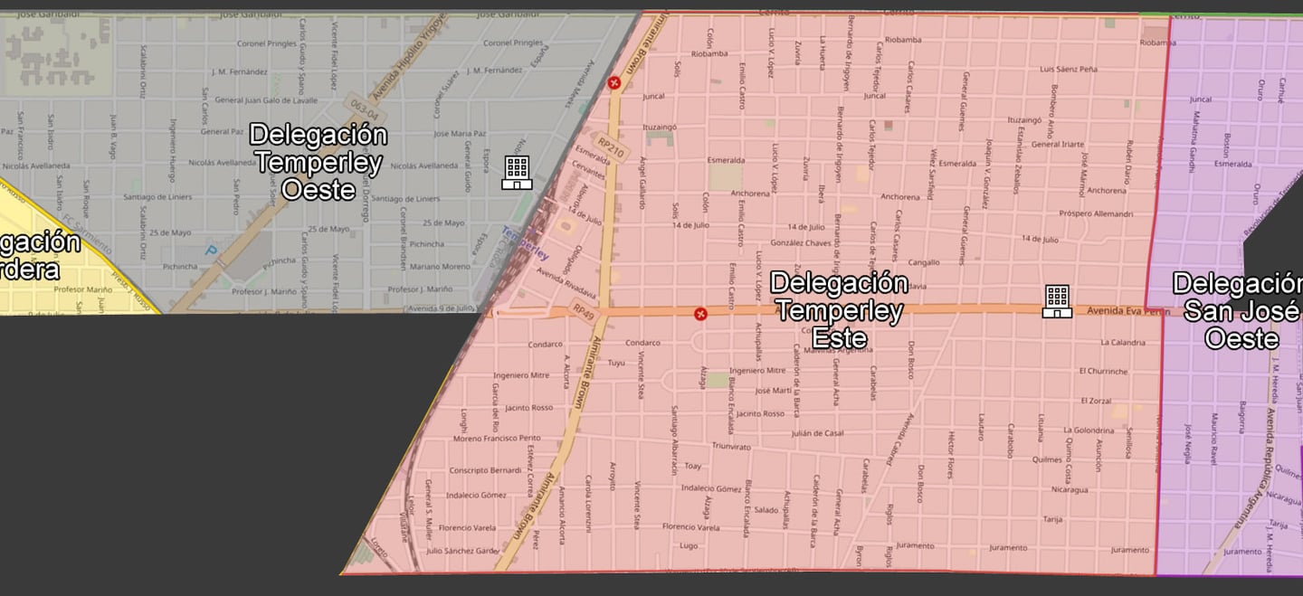 Mapa de Delegacion Municipal Temperley