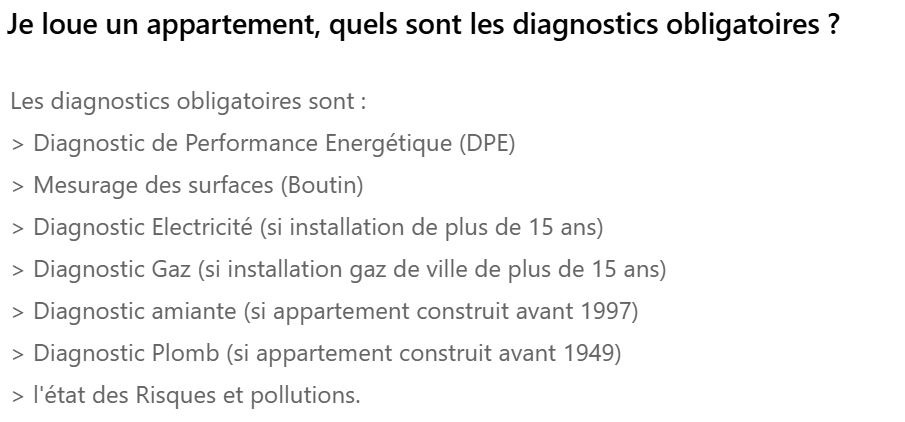 FAQ je loue un appartement, quels diagnostics ?