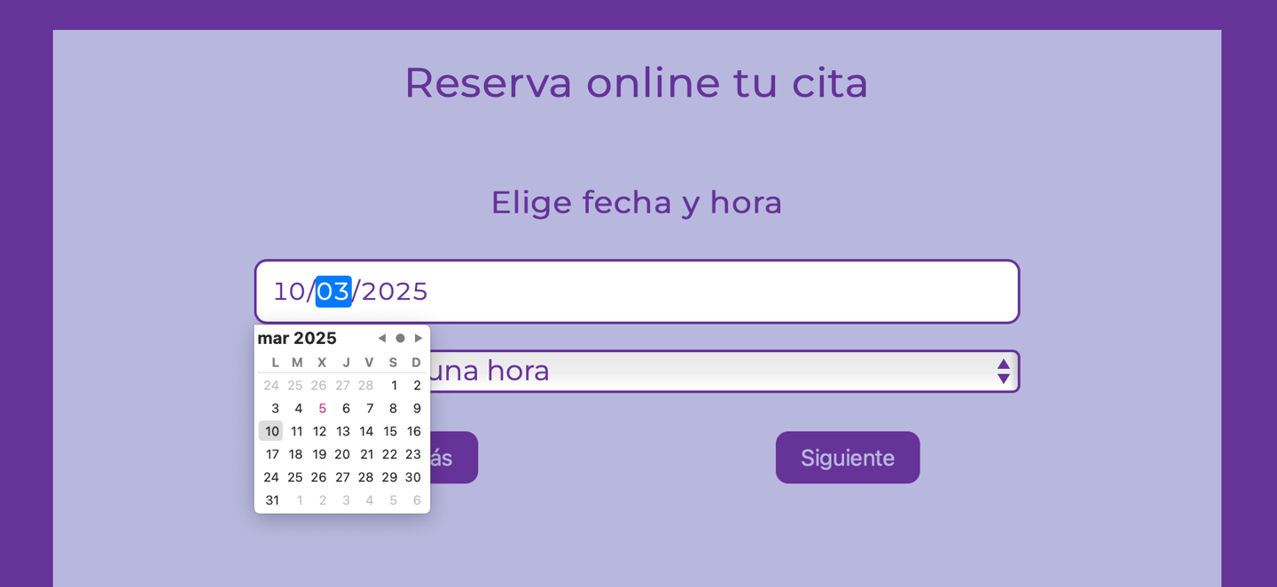 Paso 3. Selección de fecha