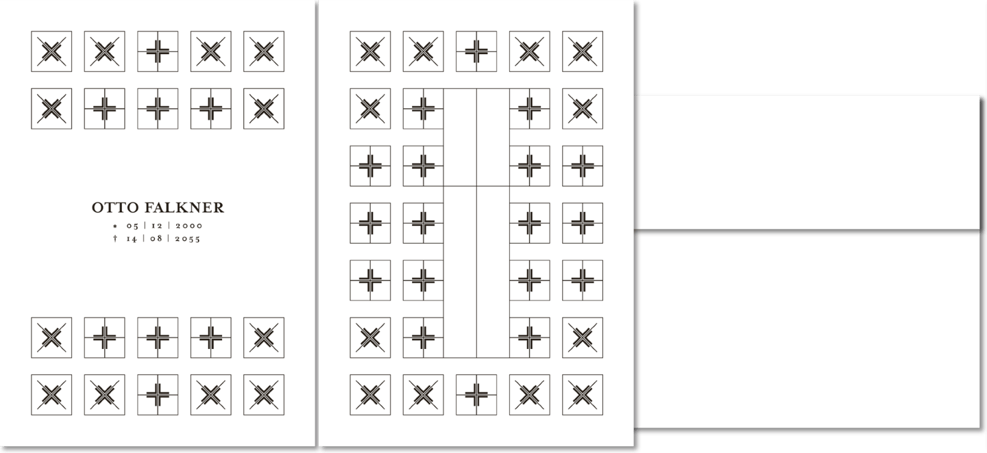 Anwendungsbeispiel des klassischen schwarz/weiß Designs für Trauerkorrespondenz