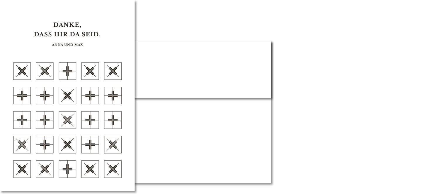 Dankkarte in minimalistischem Design mit Kreuzornament