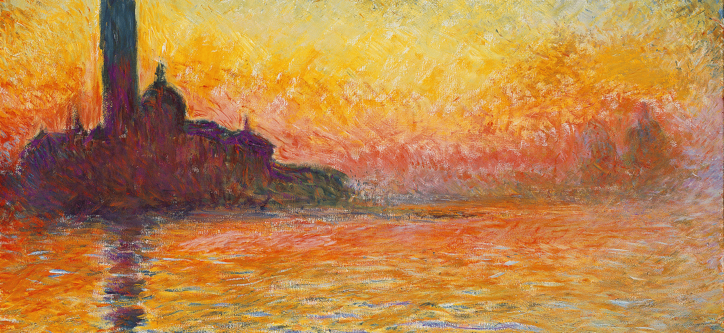 Monet landscape painting of Sunset over Venice