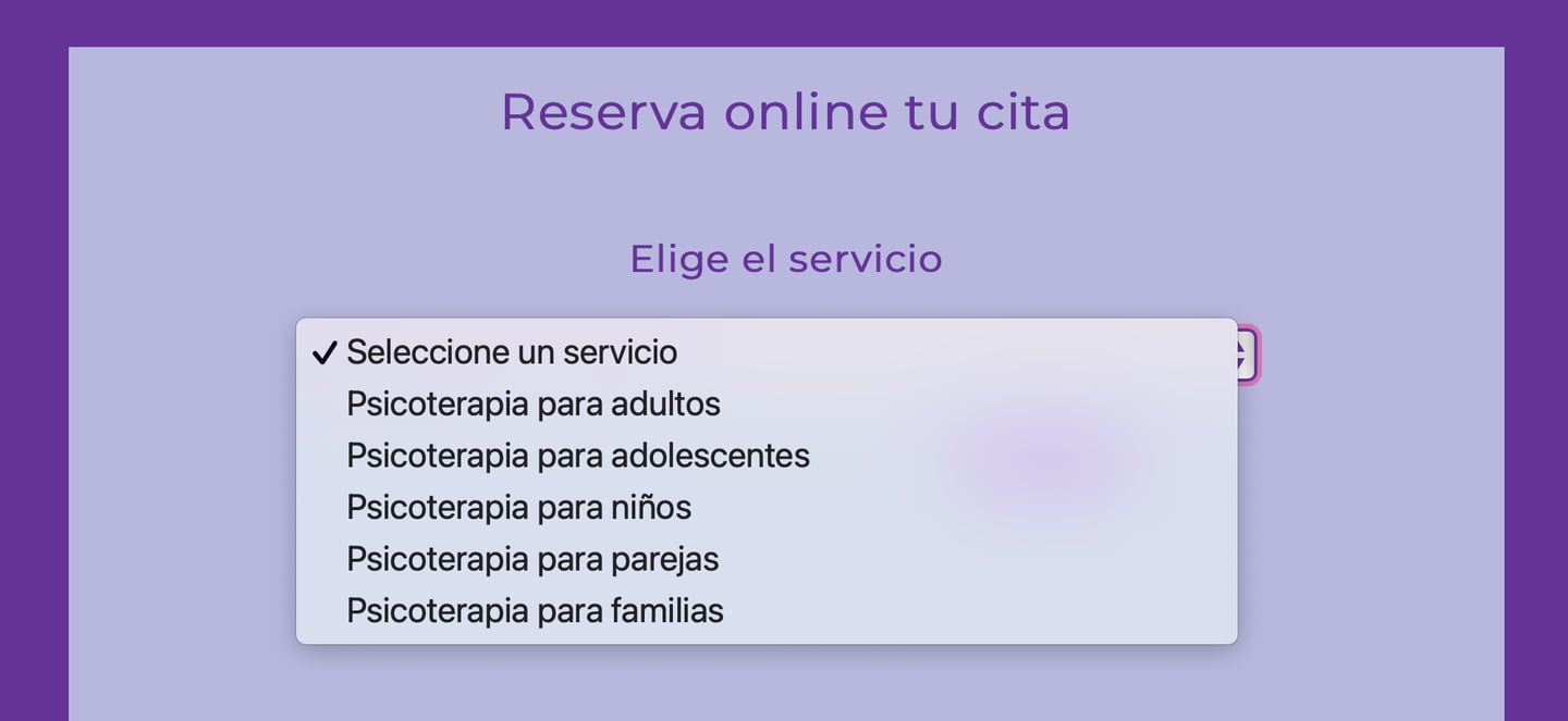 Paso 1. Selección del servicio