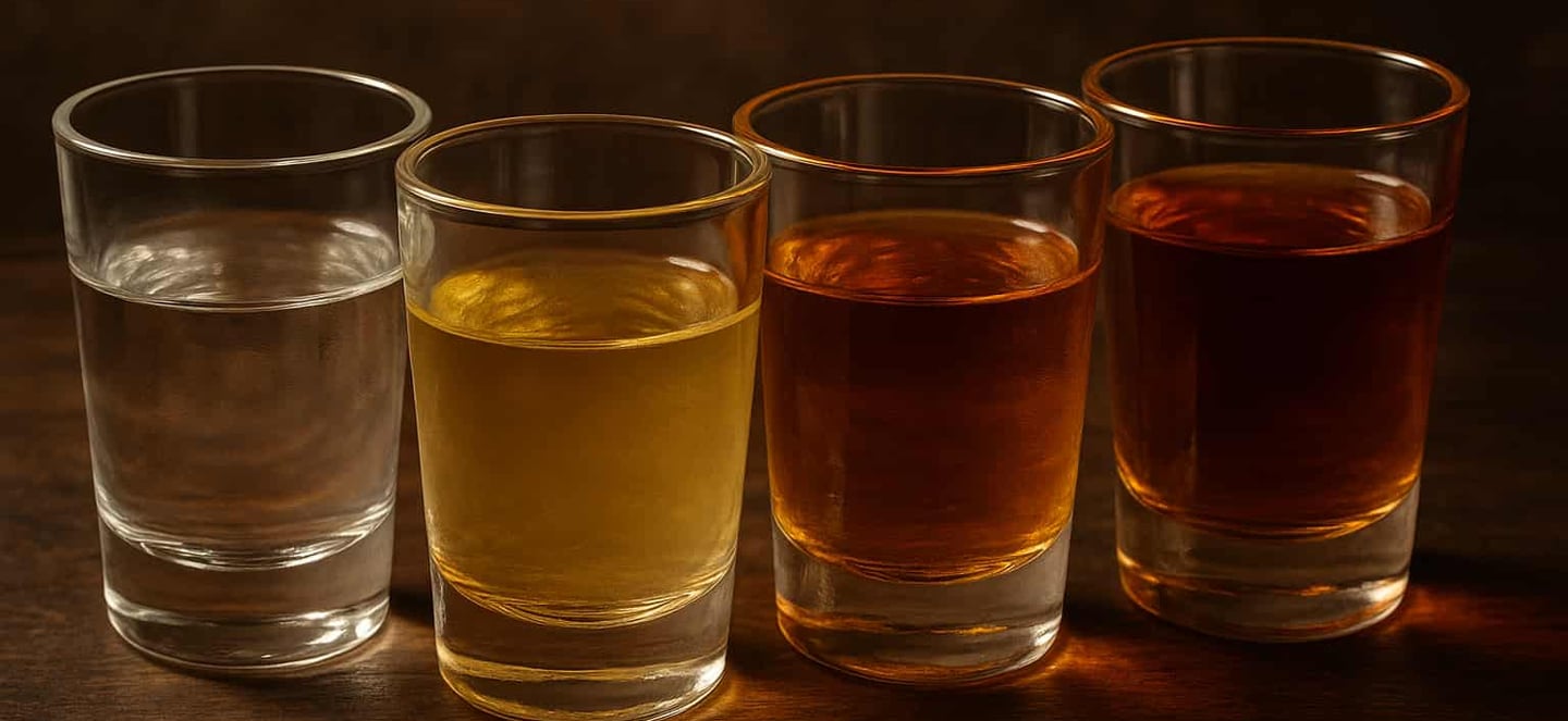 Gama de colores y consistencias en diferentes mezcales auténticos