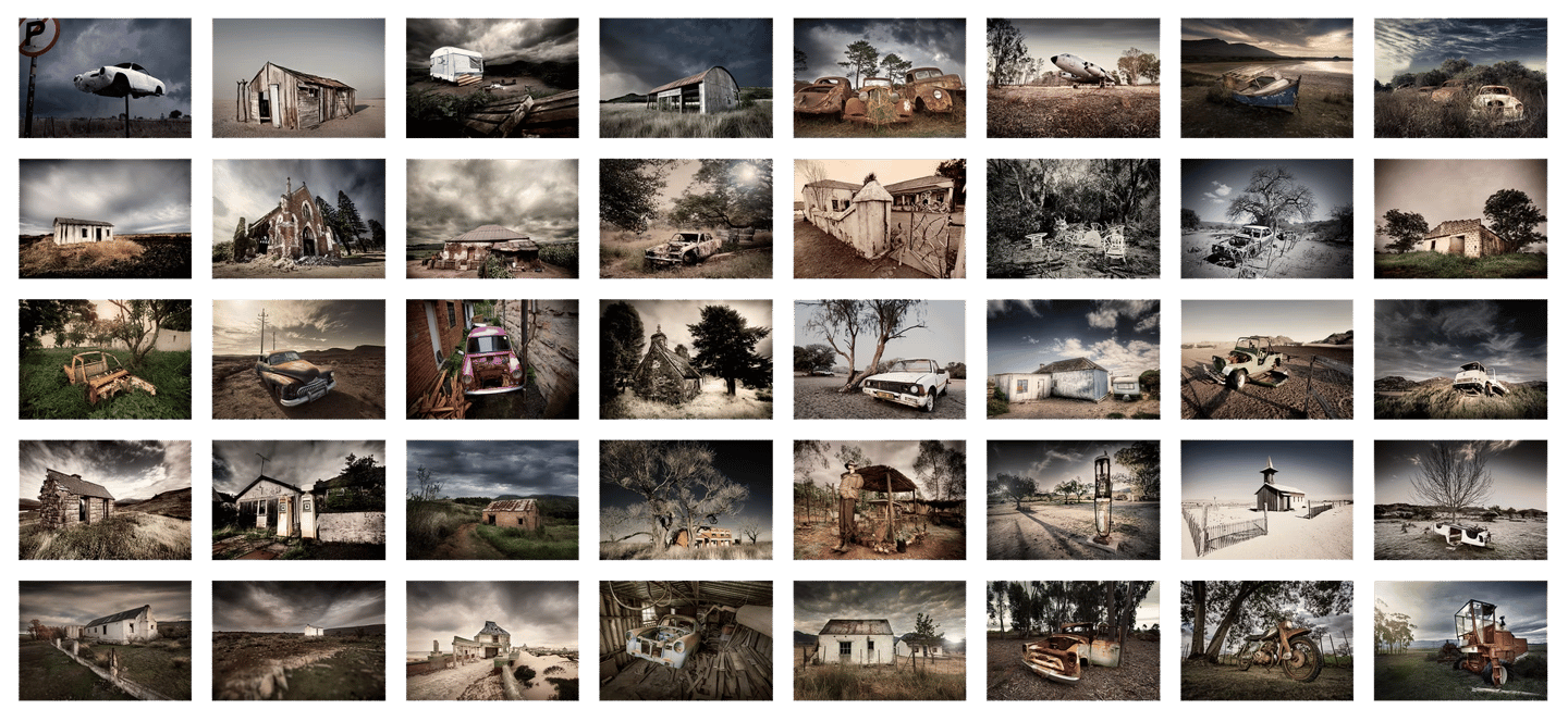 Abandoned print collection by fine art photographer martin osner, a contact sheet of forty prints