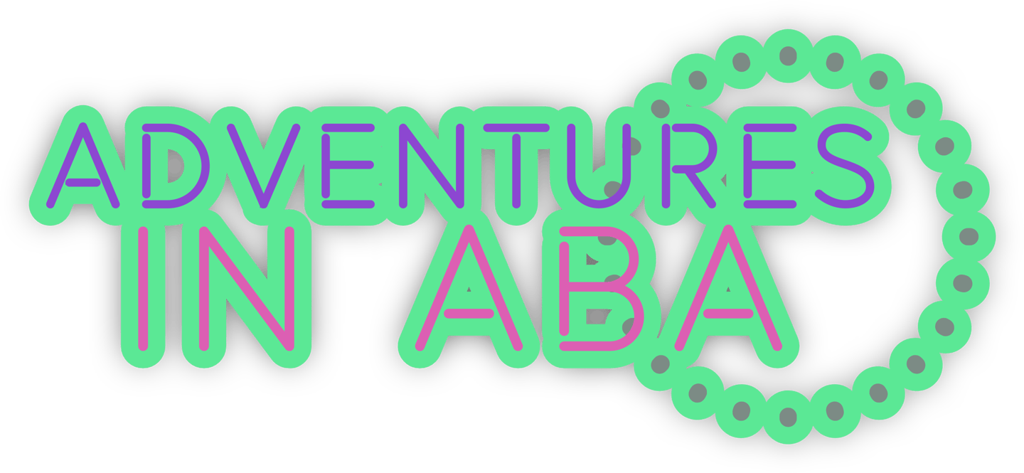 a green and purple logo with the words adventures in ABA therapy