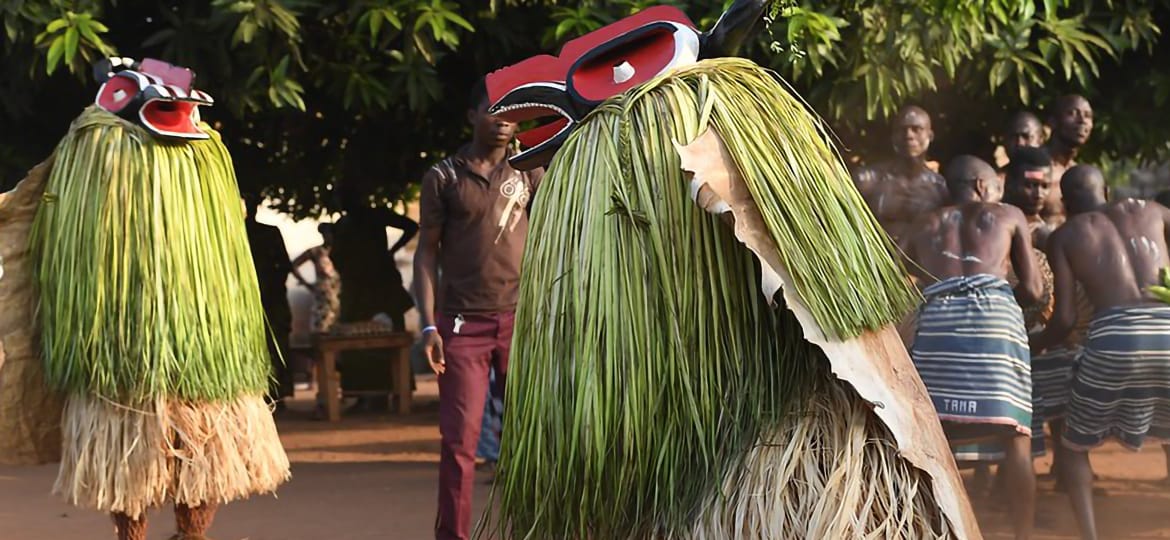 Traditional Goli Masquerade Dance in Ivory Coast