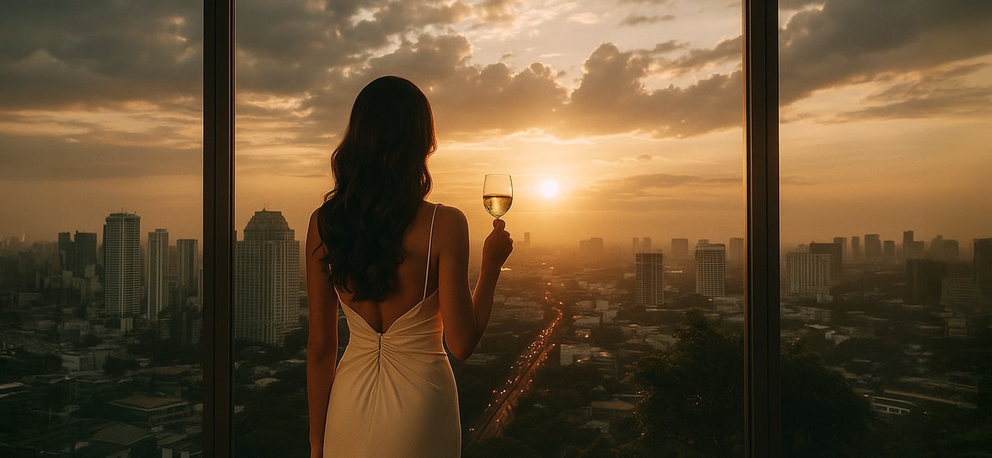 a woman in a white dress standing in front of a window