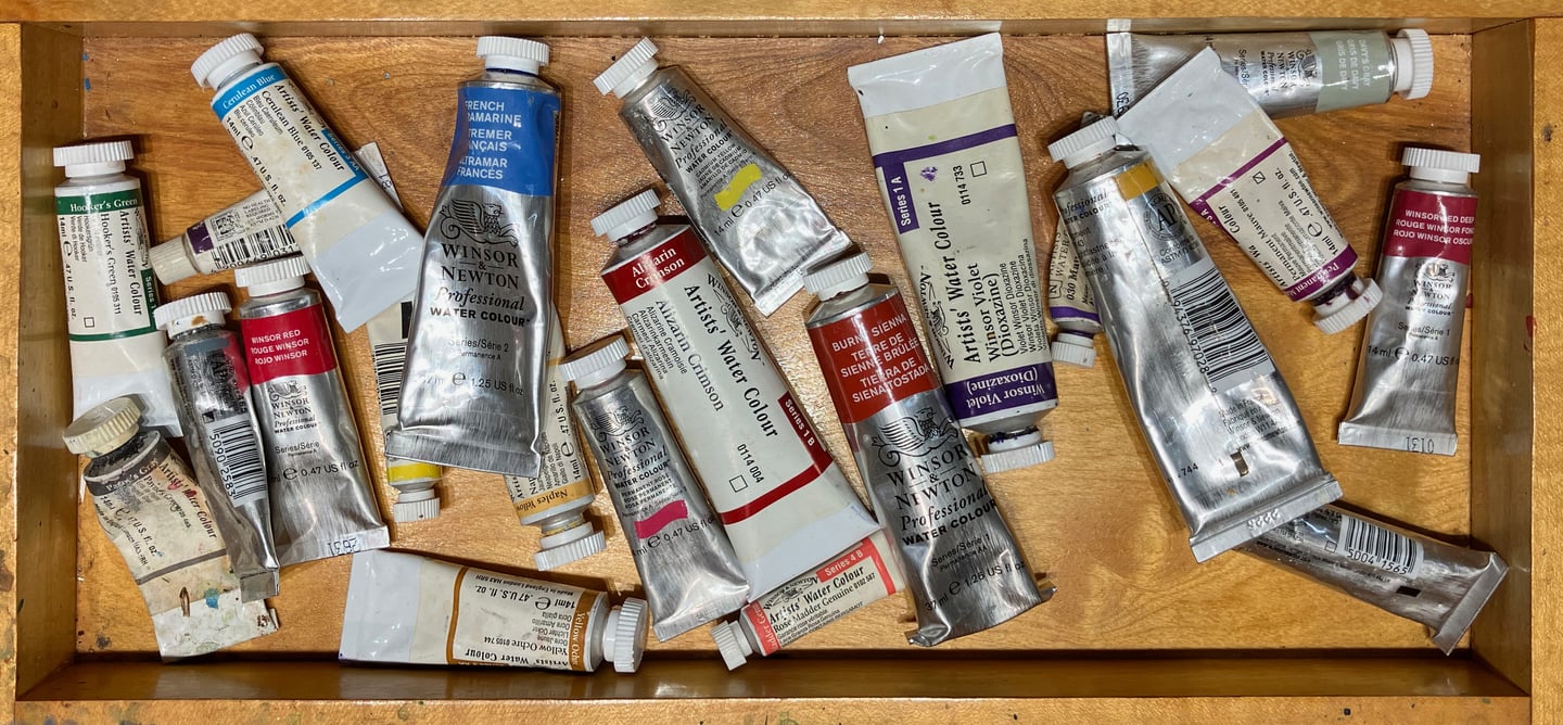 my tray of my pallett watercolors