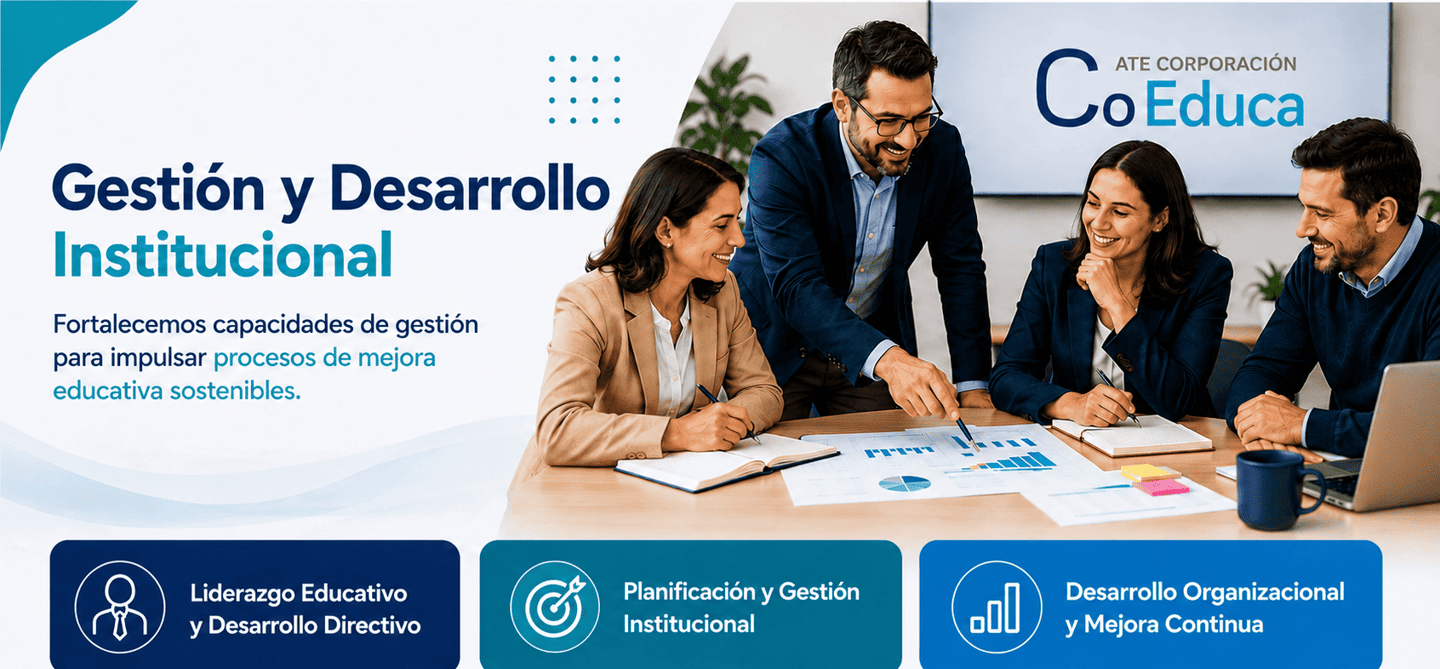 Equipo directivo participando en proceso de liderazgo educativo y gestión institucional junto a ATE 