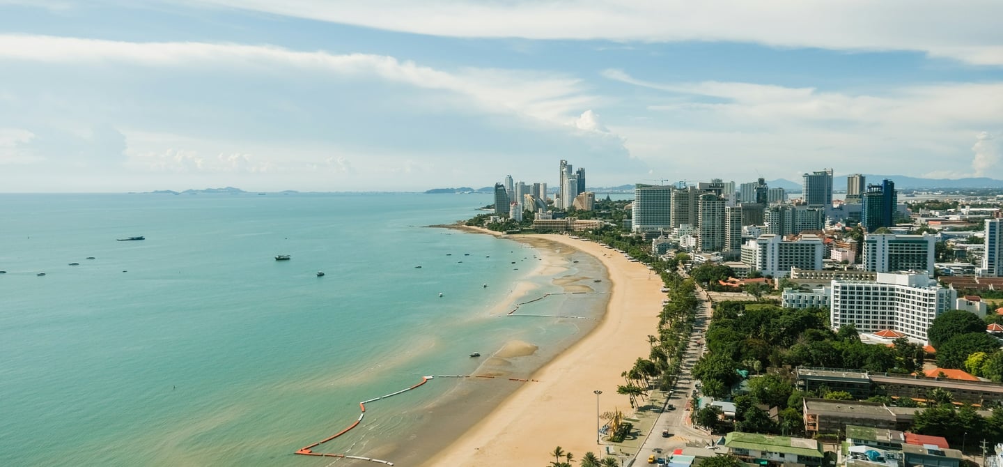 Sea and city view of Pattaya, Thailand.
