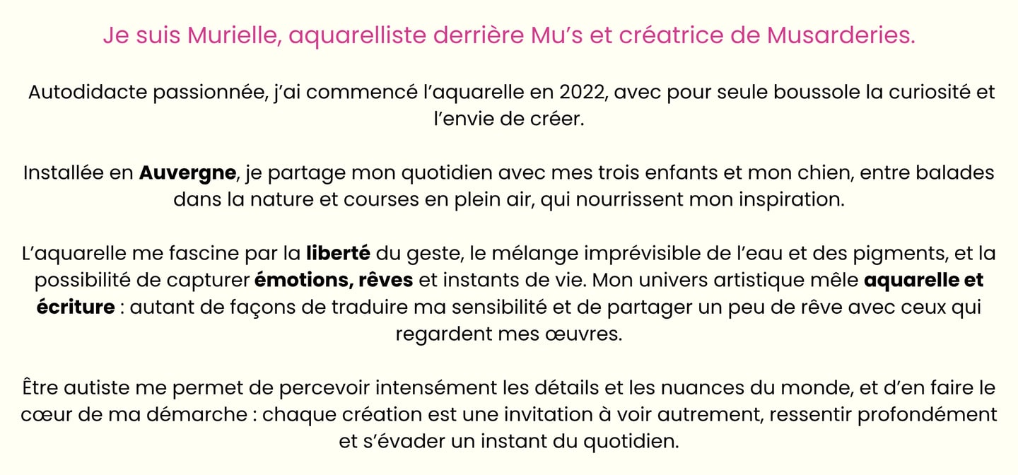Murielle Ferrand Mu's aquarelle poésie emotion art auvergne nature