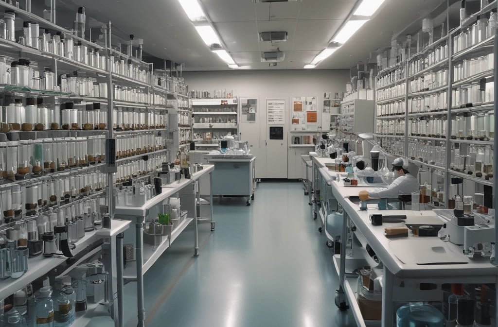 a man in a lab coat and a microscope