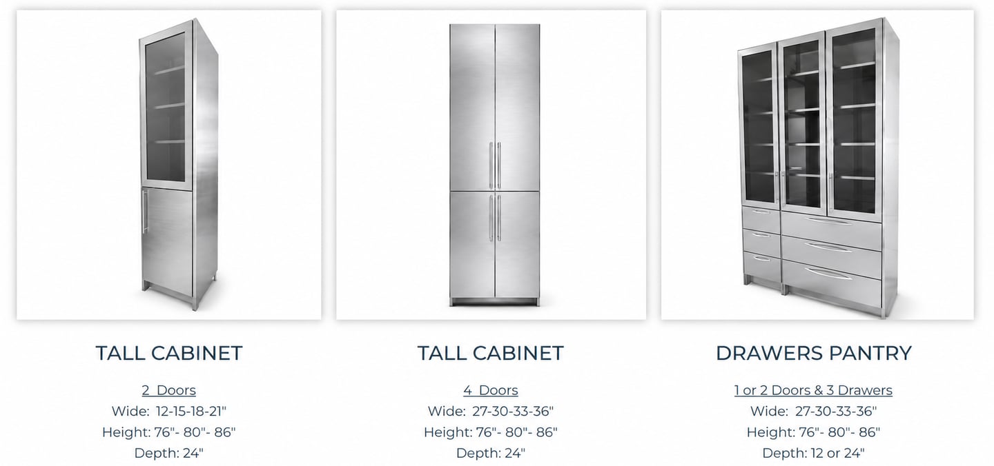 Stainless Steel Tall Cabinets by SteelCabinetry.com