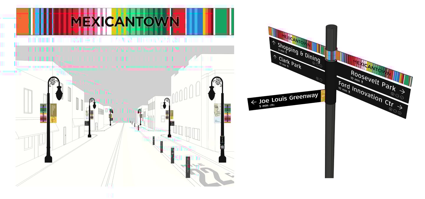 Mexicantown Pedestrian Wayfinding Signage