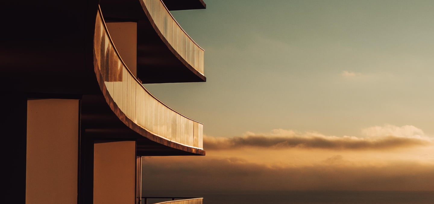 a character residential building with a view of the ocean modern and industrial style