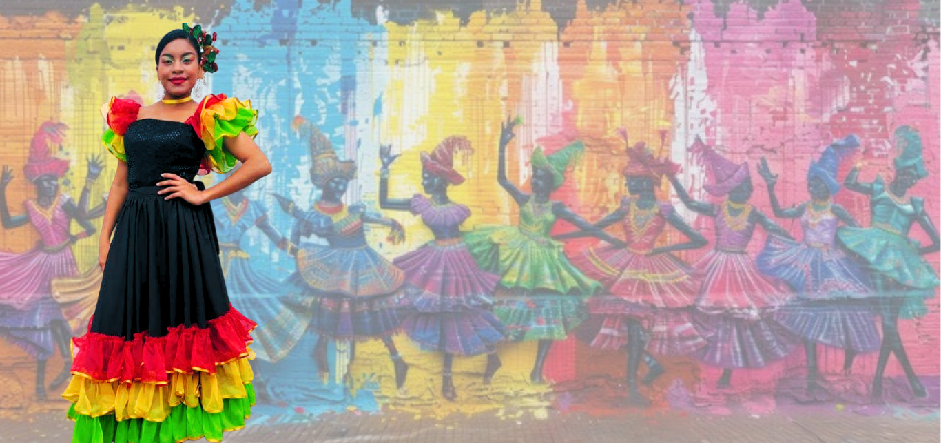 Dancer with a traditional costume of a Colombian dance