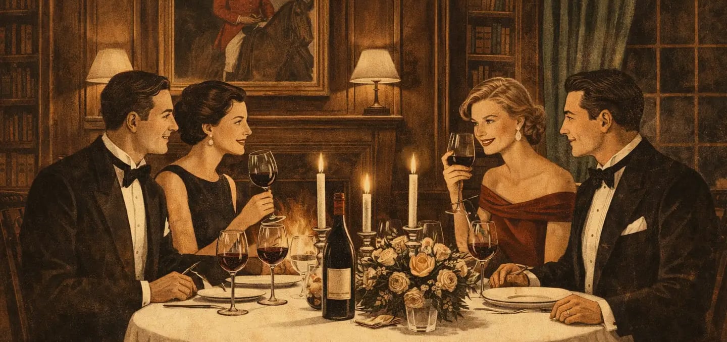 2 couples dinent aux chandelles