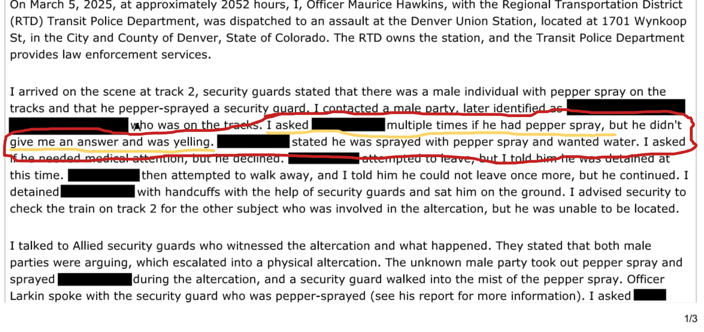 Proof RTD Police Maurice Hawkins Lied on Police Report