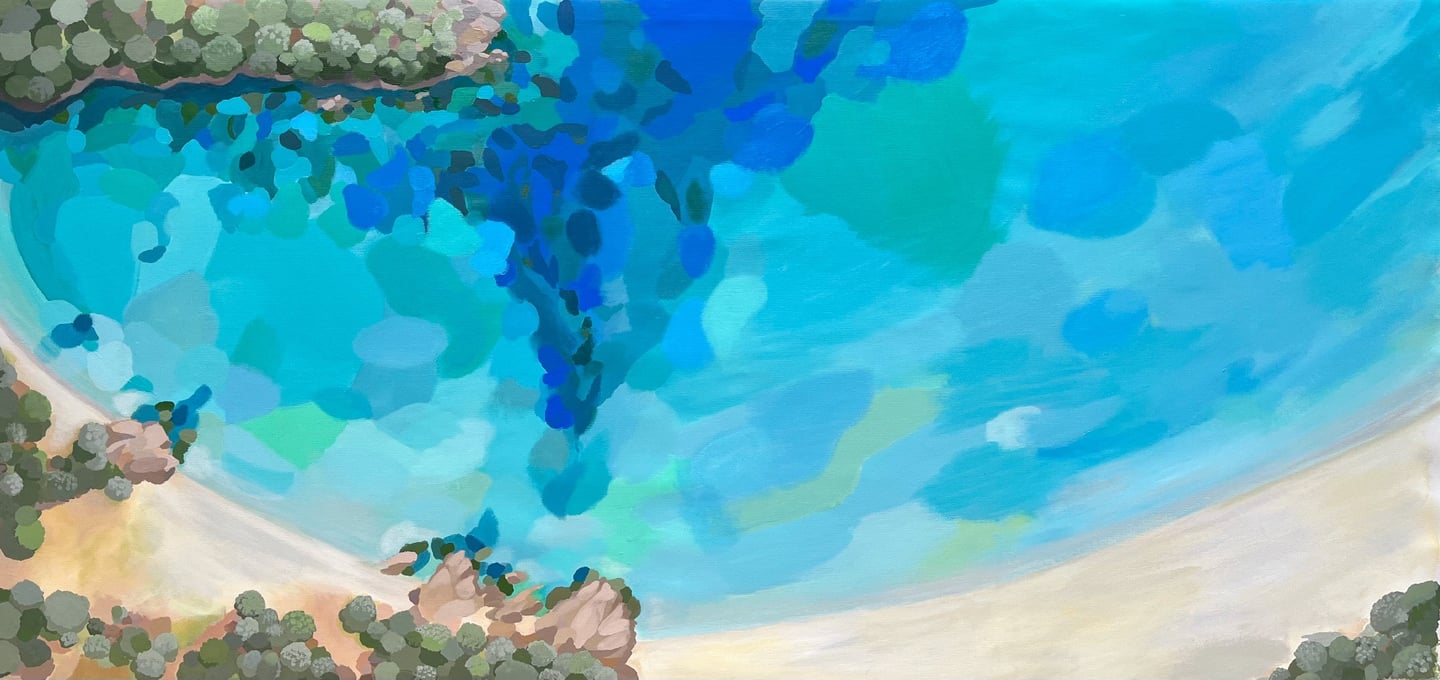 Peinture acrylique sur toile, baie de Rondinara, corse du sud