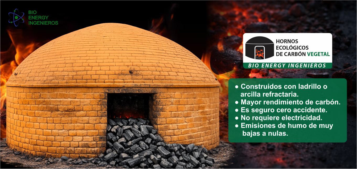 Eco-friendly charcoal brick kiln producing high-yield bioenergy with zero emissions.