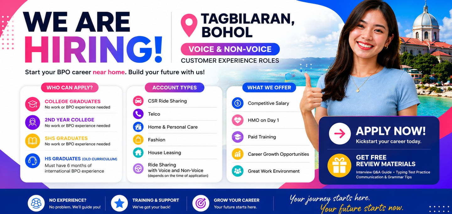 Ibex Tagbilaran Ibex Bohol TaskUs Bohol TaskUs Tagbilaran BPO Jobs in Bohol Call Center in Bohol BPO