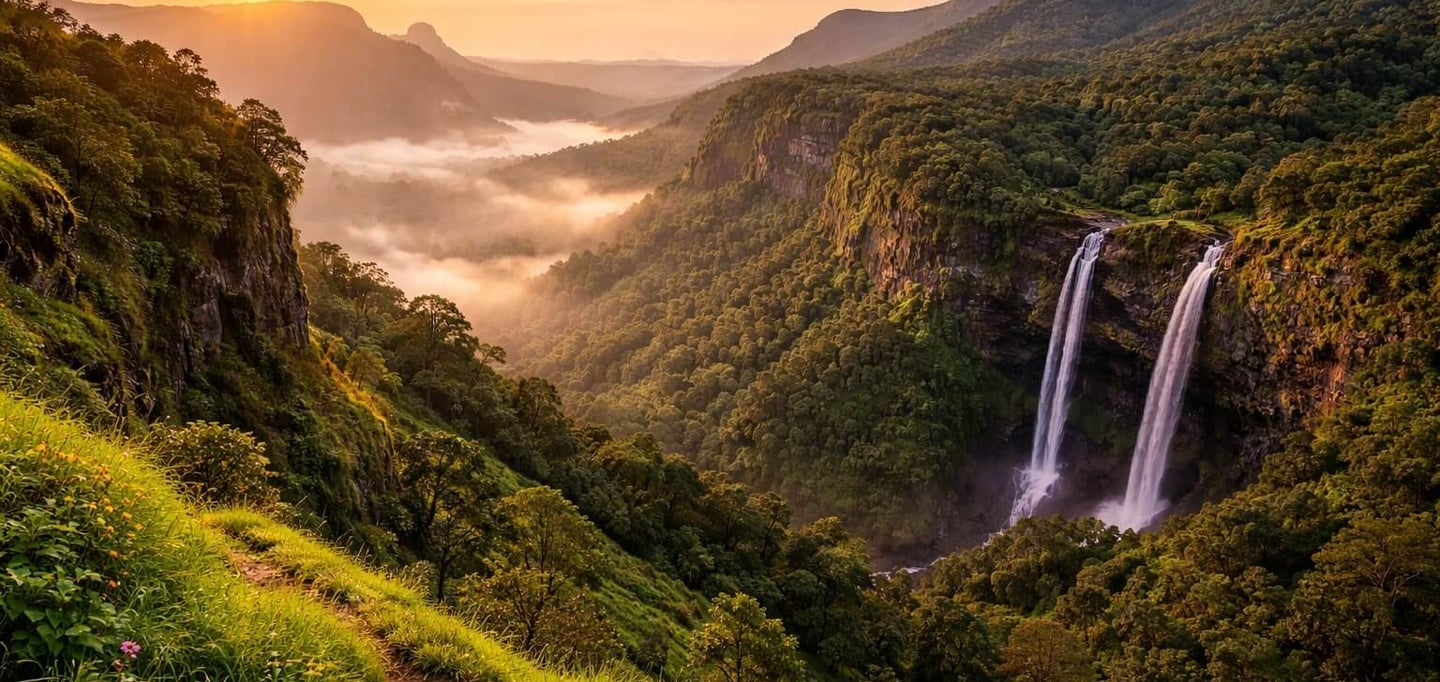 Sunset over western ghats in India